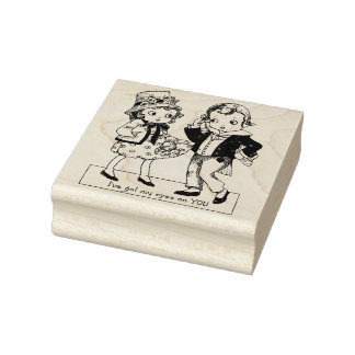 Kunst van vintage Valentijnskaarten voor jongen en Rubberstempel