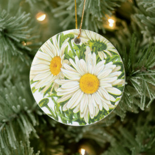 Kunst van vintage zaadpakket, Shasta madeliefjesbl Keramisch Ornament