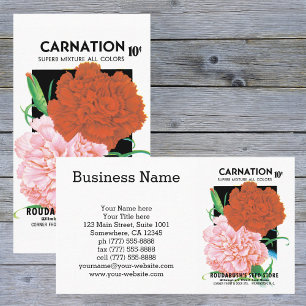 Kunst van vintage zaadpakketlabels, anjers bloemen visitekaartje
