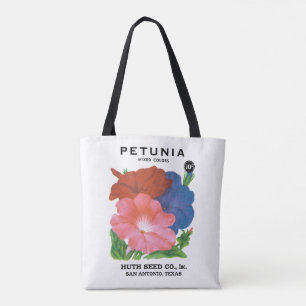 Kunst van vintage zaadpakketlabels, Petunia Bloeme Draagtas
