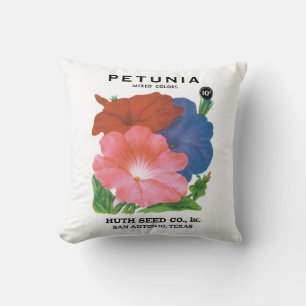 Kunst van vintage zaadpakketlabels, Petunia Bloeme Kussen