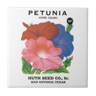 Kunst van vintage zaadpakketlabels, Petunia Bloeme Tegeltje