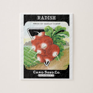 Kunst van vintage zaadpakketlabels, scharlaken rad legpuzzel