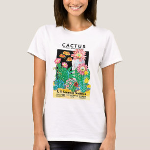 Kunst van vintage zaadpakketlabels voor woestijnca t-shirt