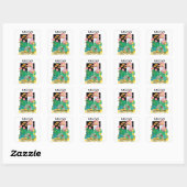 Kunst van vintage zaadpakketlabels woestijncactusp vierkante sticker (Vel)