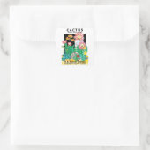 Kunst van vintage zaadpakketlabels woestijncactusp vierkante sticker (Tas)