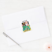 Kunst van vintage zaadpakketlabels woestijncactusp vierkante sticker (Envelop)