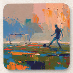 "Kunst van voetbal" (Stijl 1) Olieverfschilderij Bier Onderzetter
