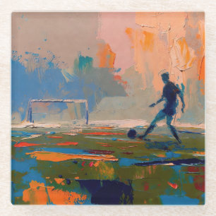 "Kunst van voetbal" (Stijl 1) Olieverfschilderij Glazen Onderzetter