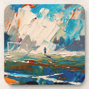"Kunst van voetbal" (Stijl 2) Olieverfschilderij Bier Onderzetter