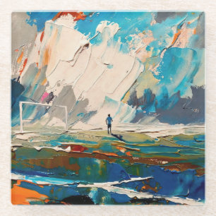 "Kunst van voetbal" (Stijl 2) Olieverfschilderij Glazen Onderzetter