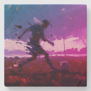 "Kunst van voetbal" (Stijl 3) Olieverfschilderij Stenen Onderzetter
