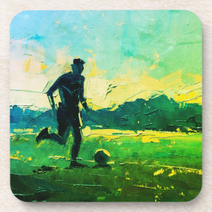 "Kunst van voetbal" (Stijl 4) Olieverfschilderij Bier Onderzetter