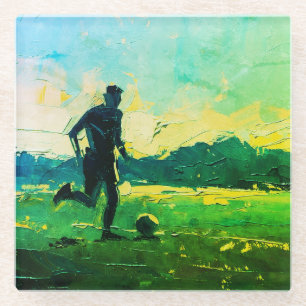"Kunst van voetbal" (Stijl 4) Olieverfschilderij Glazen Onderzetter