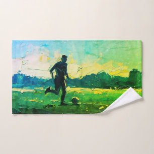 "Kunst van voetbal" (Stijl 4) Olieverfschilderij Handdoek