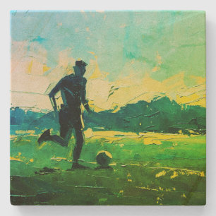 "Kunst van voetbal" (Stijl 4) Olieverfschilderij Stenen Onderzetter