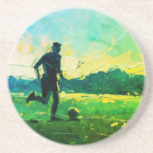 "Kunst van voetbal" (Stijl 4) Olieverfschilderij Zandsteen Onderzetter