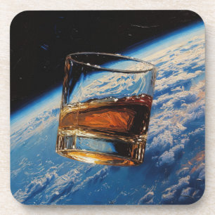 Kunst van Whiskey: In de ruimte (schilderij nr. 2) Bier Onderzetter