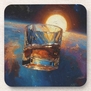 Kunst van Whiskey: In de ruimte (schilderij nr. 5) Bier Onderzetter