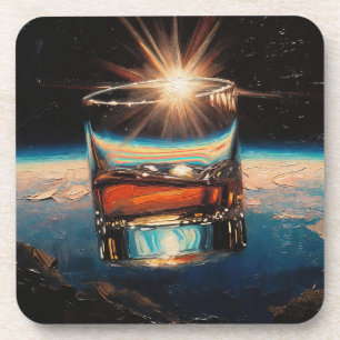Kunst van Whiskey: In de ruimte (schilderij nr. 8) Bier Onderzetter