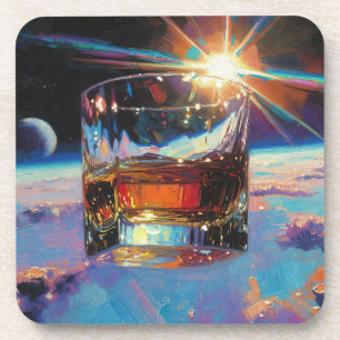 Kunst van Whiskey: In de ruimte (Schilderij nr. 9) Bier Onderzetter