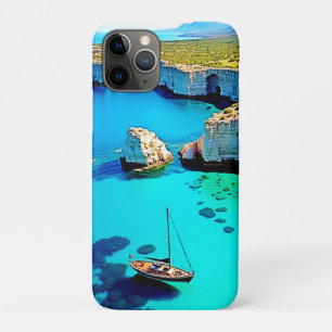 Kunst van zeilboot aan de klifzijde heiligdom iPhone 11 pro hoesje