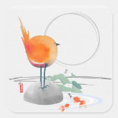 KUNST VAN ZEN WATERVERF VIERKANTE STICKER (Voorkant)