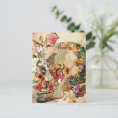 Kunst Vintage Suiker Schedel Bloemen Feestdagenkaart (Staand voorkant)
