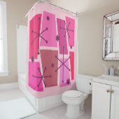 Kunst voor atoomtijdperk Pop Hot Pink Douchegordijn (In situ)