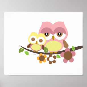 Kunst voor babyslaapkamer met uil poster