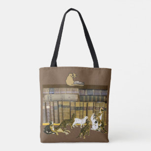 Kunst voor bibliotheek met kat Book Lovers Tote Bag