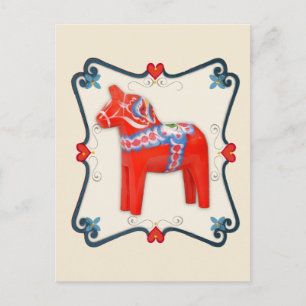 Kunst voor Dala Horse Folk Briefkaart