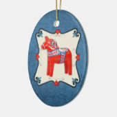 Kunst voor Dala Horse Folk Keramisch Ornament (Links)