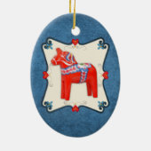 Kunst voor Dala Horse Folk Keramisch Ornament (Achterkant)