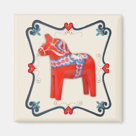 Kunst voor Dala Horse Folk Magneet (Voorkant)