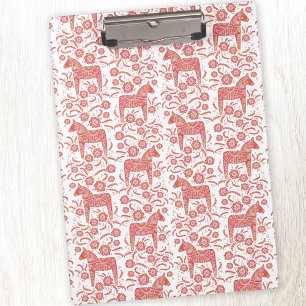 Kunst voor Dala Horse Red en White Folk Klembord
