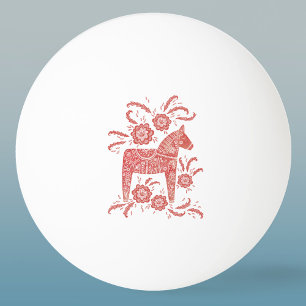 Kunst voor Dala Horse Red en White Folk Pingpongballen