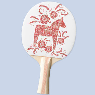 Kunst voor Dala Horse Red en White Folk Tafeltennisbatje