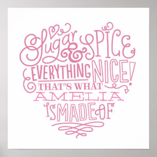 Kunst voor de naam van kind met suiker en specerij poster