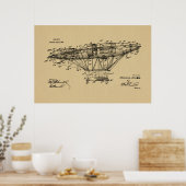 Kunst voor de tekenkunst van het LUCHTVAARTUIG 190 Poster (Keuken)