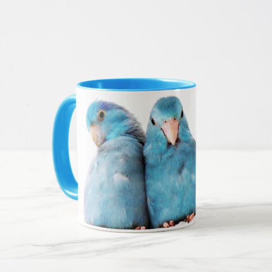 Kunst voor driepunts Pacific Blue Parrotlet Mok Cu (Voorkant links)