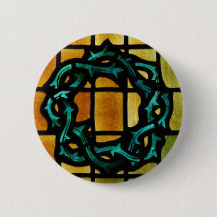 Kunst voor Glas in lood van Thorns Ronde Button 5,7 Cm