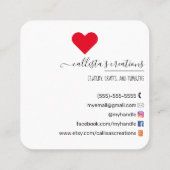 Kunst voor handgemaakt met Love Etsy Home Crafter Vierkante Visitekaartje (Achterkant)