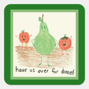 Kunst voor kinderen, groen vierkante sticker