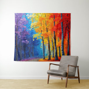 Kunst voor kleurrijke bomen wandkleed