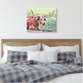 Kunst voor Koe Ring Canvas Artsy Longhorn (Insitu (Slaapkamer))