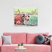 Kunst voor Koe Ring Canvas Artsy Longhorn (Insitu (Woonkamer))