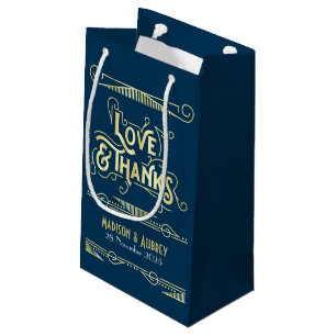 Kunst voor liefde en Bedankt Deco Wedding Gold Blu Klein Cadeauzakje