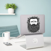 Kunst voor Man Beard Mustache Flowers Sticker (Laptop op bureau)