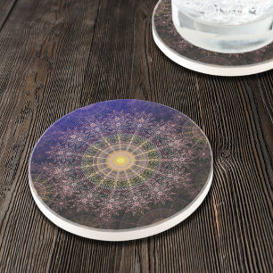 Kunst voor mousserende bloemen in de vrije nachtel zandsteen onderzetter